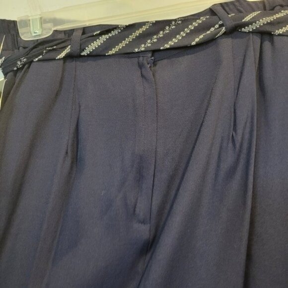 Vintage Requirements Dead Stock Tie Waist Midi Skirt Navy Blue - Picture 7 of 9